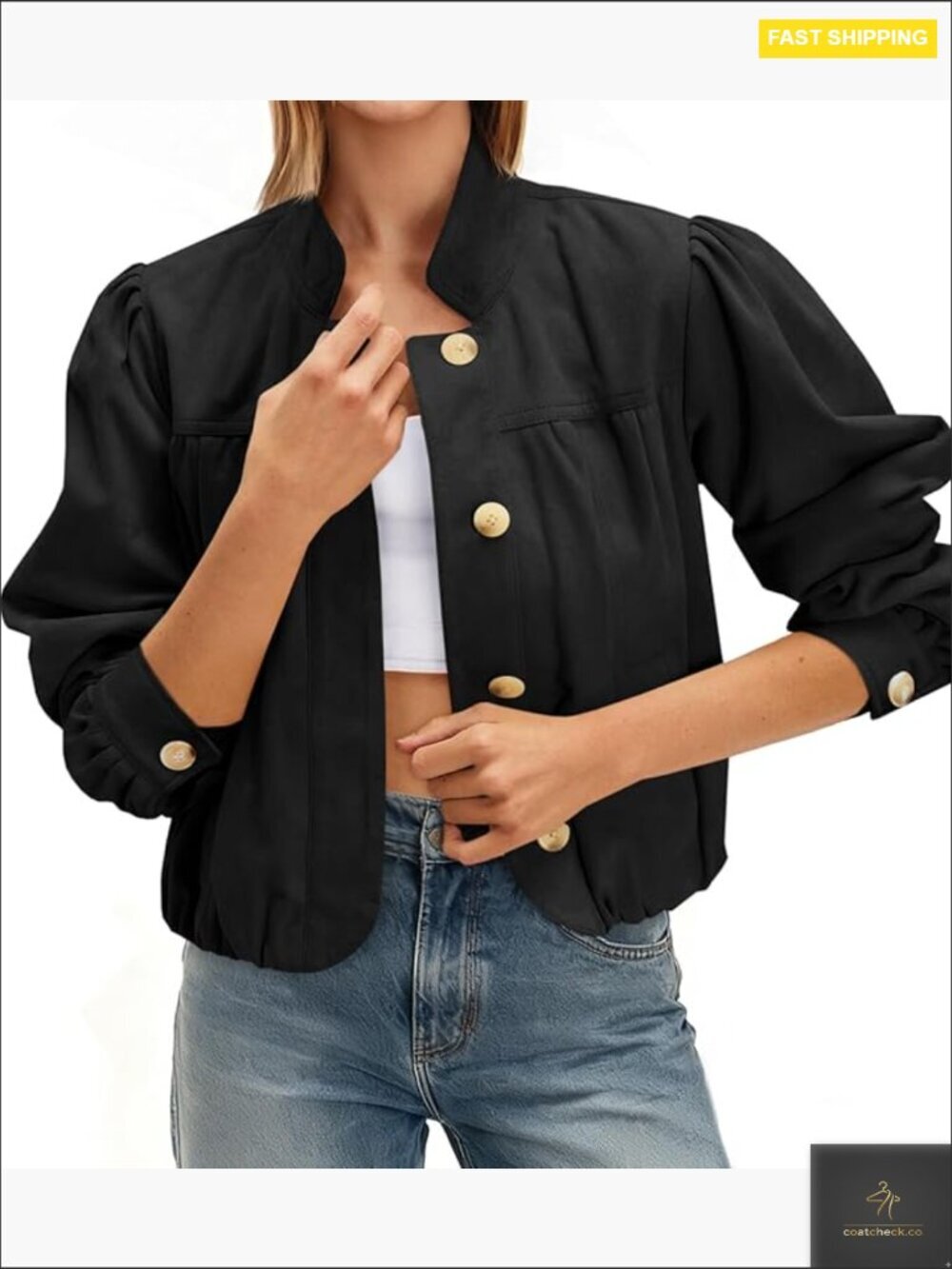 Faux Suede Bomber Jacket Cropped Vintage Button Down Casual Chic